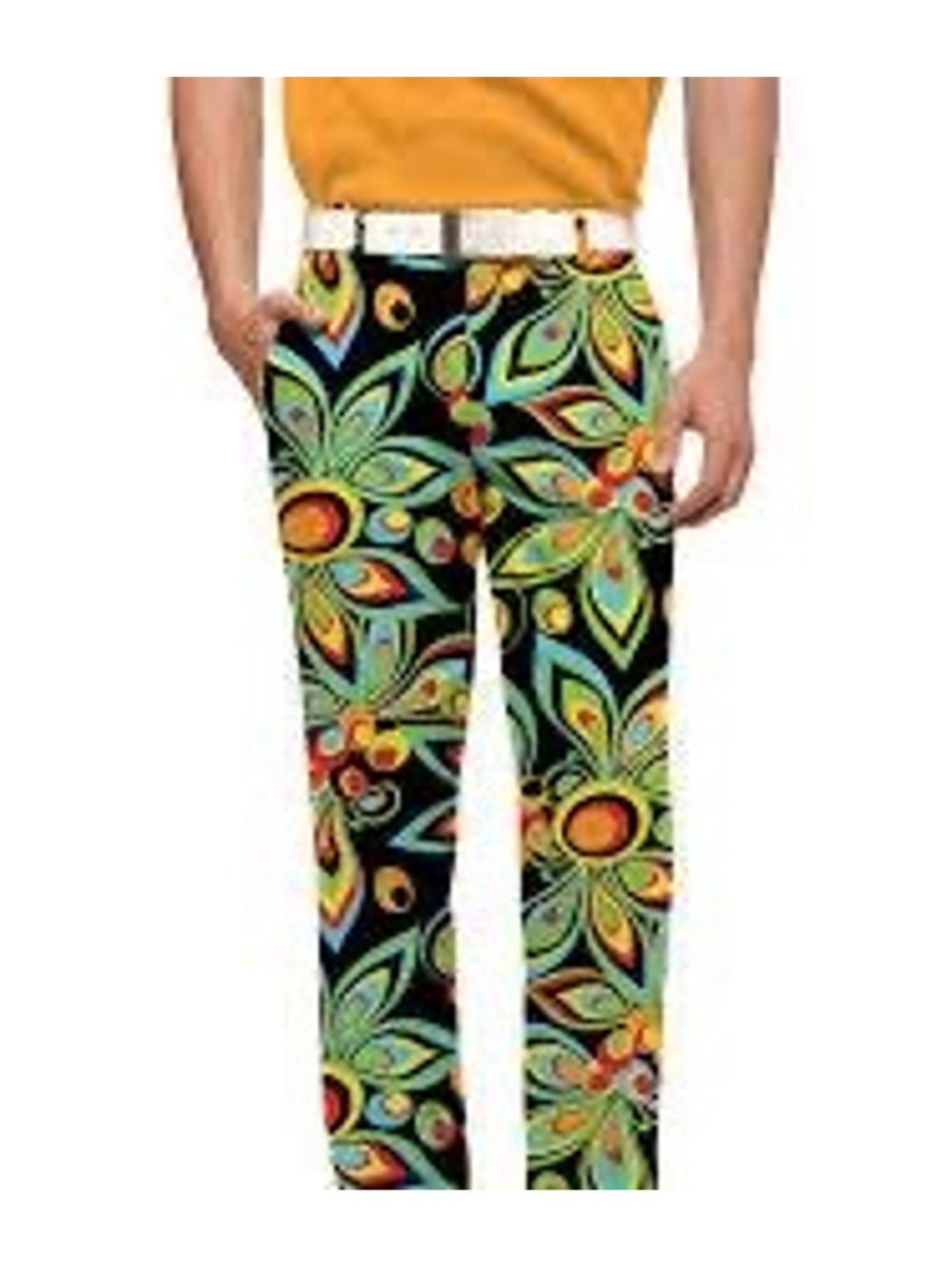 Loudmouth Shagadelic Black Psychedelic Floral Pattern Golf Pant Mens 32" x 32"